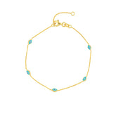 14k Gold Enamel Evil Eye Station Chain